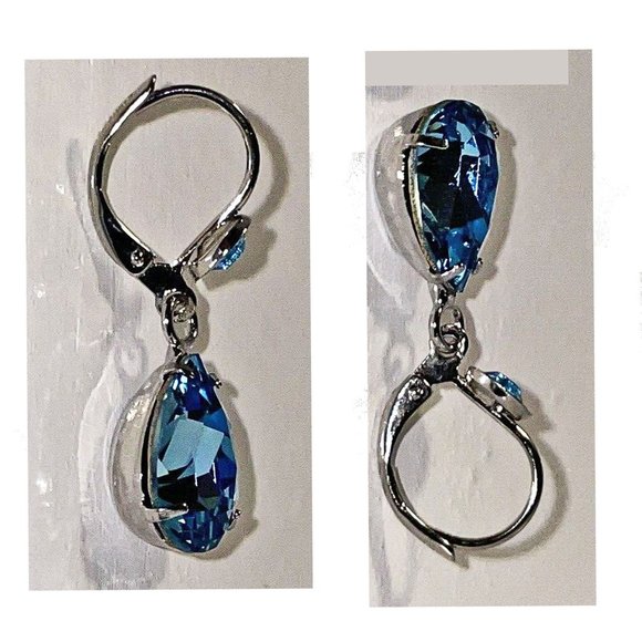 🎀Gorgeous Kirks Folly GODDESS TEARS Leverback Earrings Island Aqua &Silvertone - Picture 4 of 10
